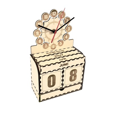 WD 0009 - ECO-Friendly Wooden Calendar & Clock